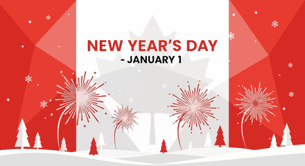 New Years Day Celebration with Fireworks and Festive Design.