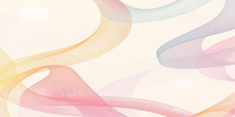 Delicate Pastel Wave Flow Abstract Digital Art Background With Soft Pink Blue Yellow Swirls For Serene Wallpaper Design