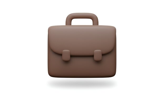 3D cartoon business briefcase icon in soft brown tones with matte clay texture, symbolizing work, career, office tools, and professional equipment, isolated on white background. - Powered by Adobe
