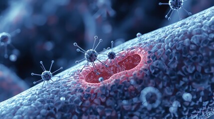 Microscopic Virus Infection Attacking Human Cells.