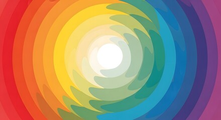 Vibrant Rainbow Swirl Concentric Circles of Color and Light