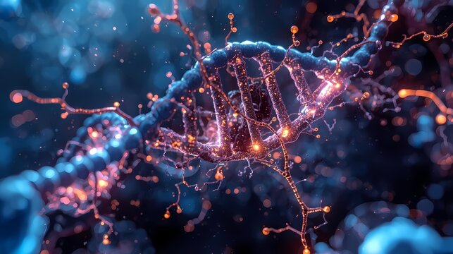 Futuristic DNA Molecule Genetic Research Design.