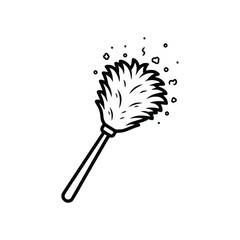 Duster with Dust Particles A Cleaning Tool Illustration.