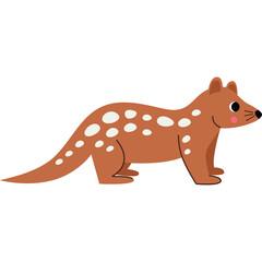 Cartoon Illustration of a Small Brown Marsupial with White Spots and a Long Tail Isolated on a Transparent Background