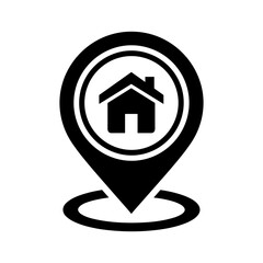 Black house location pin icon