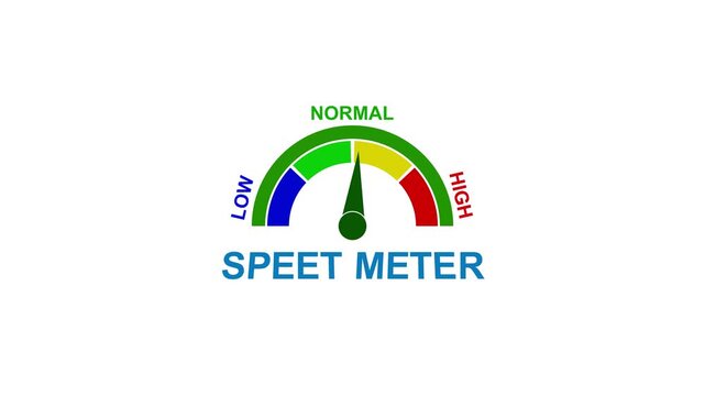Speed meter gauge with low normal and high settings on white background indicator dial