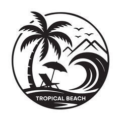 Tropical Paradise Vintage Circular Badge Vector Logo