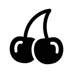 Pair of cherries with stem, symbolizing fruit, food, and healthy eating