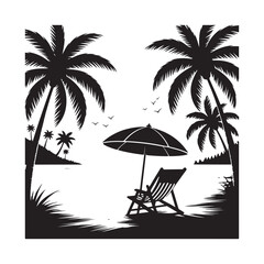Tropical Palm Tree Sunset Silhouette Vector Graphic