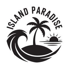 Island Paradise Tropical Circular Badge Vector Logo