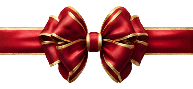 red ribbon and bow with gold for Christmas, vector illustration - Powered by Adobe