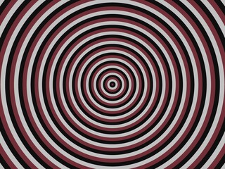 Concentric circles form an eye-catching pattern of maroon, black, and white.