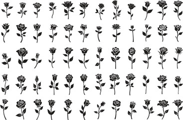 Elegant black rose silhouette vector showcasing timeless beauty and minimalism.