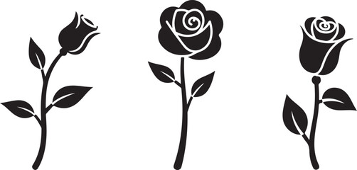 Elegant black rose silhouette vector showcasing timeless beauty and minimalism.