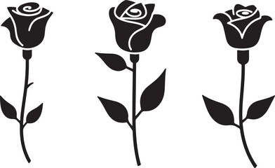 Elegant black rose silhouette vector showcasing timeless beauty and minimalism.