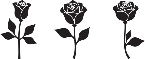Elegant black rose silhouette vector showcasing timeless beauty and minimalism.