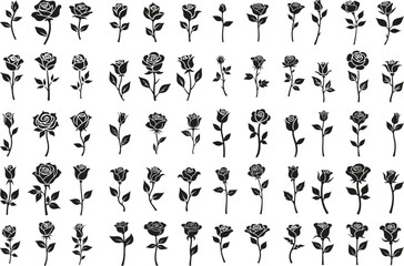 Elegant black rose silhouette vector showcasing timeless beauty and minimalism.