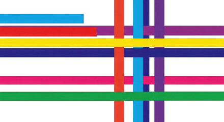 Colorful Intersecting Lines Abstract Pattern on White Background.