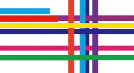 Colorful Intersecting Lines Abstract Pattern on White Background.