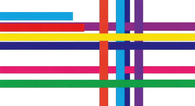 Colorful Intersecting Lines Abstract Pattern on White Background.