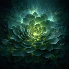 The vibrant conceptual art depicts a growing succulent plant, with bright green energy bursting from its center, symbolizing life, growth, and rebirth in a digital painting style.