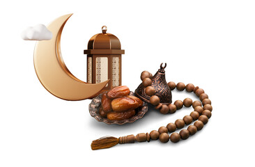 Date palm, lamp, moon, Ramadan, Eid, Islam
