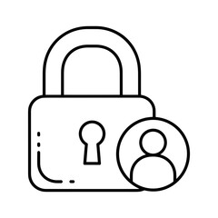 Padlock with user icon, representing security and privacy