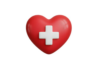 Obraz premium 3D Red Heart with Cross Symbol Isolated, Healthcare, Charity, and Medical Love