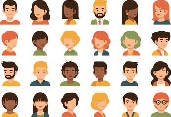 Diverse Avatar Collection Flat Design People Portraits.