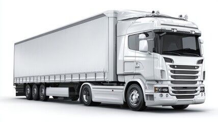 Luxurious white cargo lorry truck isolated on transparent background for logistics, delivery, freight transport, and commercial transportation design projects