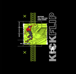Skateboarding, Brooklyn, freestyle action, typography graphic design, for t-shirt prints, vector illustration