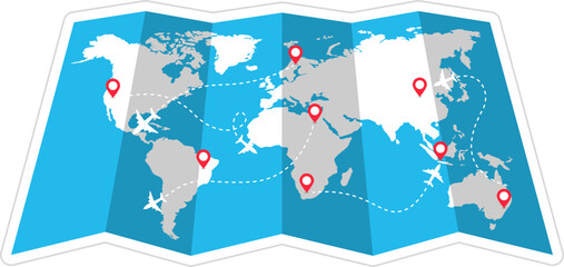 world map plane traffic travel holiday vector template design illustration