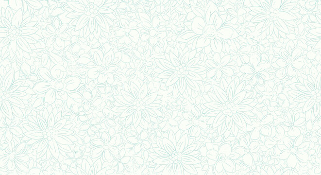 Subtle pale blue floral pattern on a white background, suitable for fabric or wallpaper.