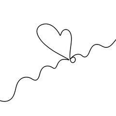Fototapeta premium Minimalist continuous line drawing of heart with wavy line