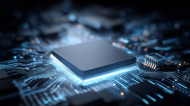 Microprocessor on a circuit board symbolizes computing power, hardware engineering, and semiconductor manufacturing.
