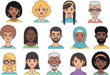Diverse People Avatars A Collection of Unique Characters.
