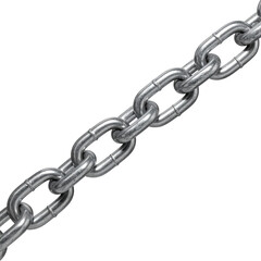 Metal chain with oval links, angled on black
