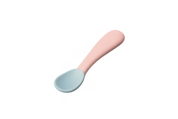 Baby feeding spoon in pastel colors on transparent background