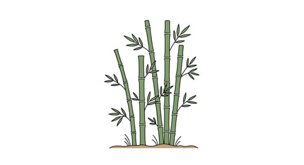 Fototapeta premium Minimalist Bamboo Illustration for Asian-Inspired Designs and Sustainable Theme Projects, suitable for ecological awareness campaigns, zen garden layouts, or oriental graphic elements.