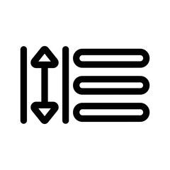 Black icon representing sorting or ordering with arrows and lines