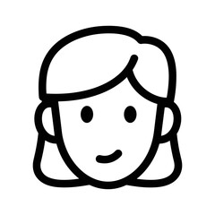Simple cartoon face of a woman with short hair