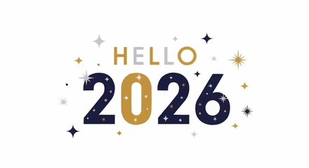 Hello 2026 New Year Celebration with Stars and Festive Design. © IPAN