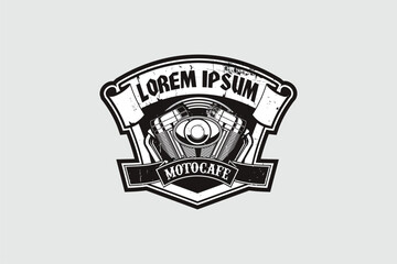 Classic V-twin engine motorbike vector image retro style logo badge template
