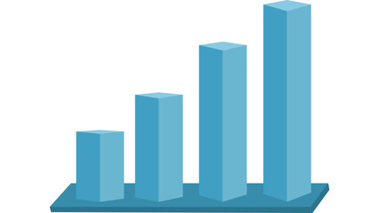 A 3D bar chart diagram illustrates business success and financial growth with an upward arrow