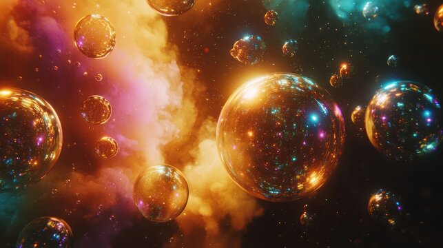 Colorful abstract spheres in space