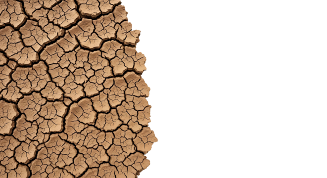 A powerful visual representation of extreme drought conditions with parched, broken soil, highlighting environmental challenges