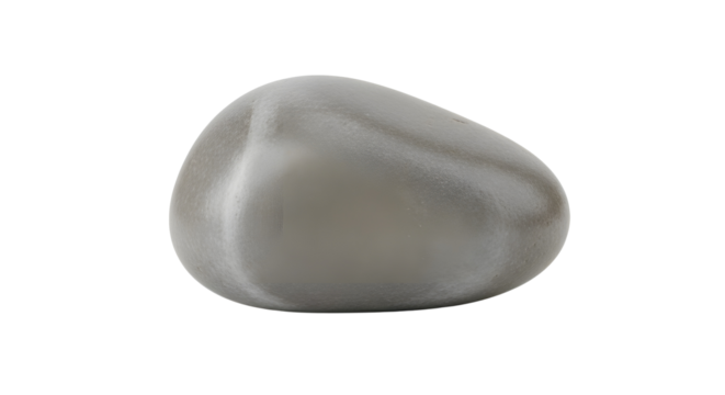 Smooth dark grey natural polished river stone isolated on white background