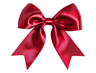 Fototapeta premium Shiny red satin ribbon bow knot for gift present or Christmas holiday celebration decoration isolated on white background