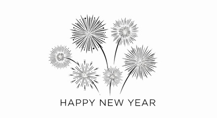 Happy New Year Celebration with Fireworks Display.