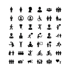 set of black silhouettes of people